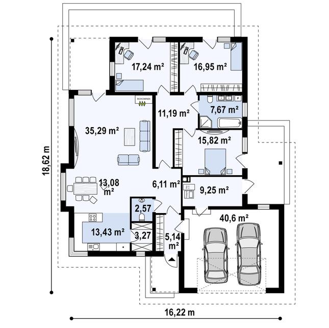 Rzut parteru POW. 197,6 m²