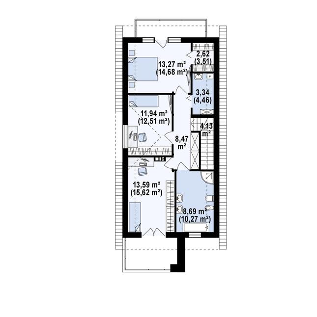 Rzut poddasza POW. 73,6 m²