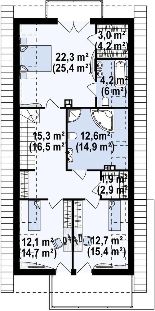 Rzut poddasza POW. 99,0 m²
