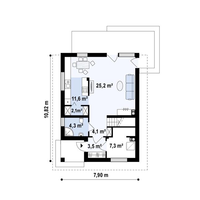 Rzut parteru POW. 58,0 m²