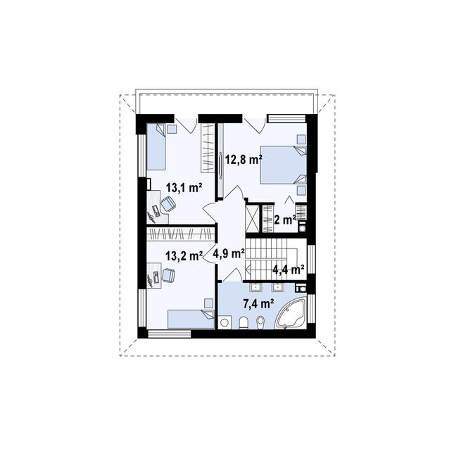 Rzut piętra POW. 57,8 m²