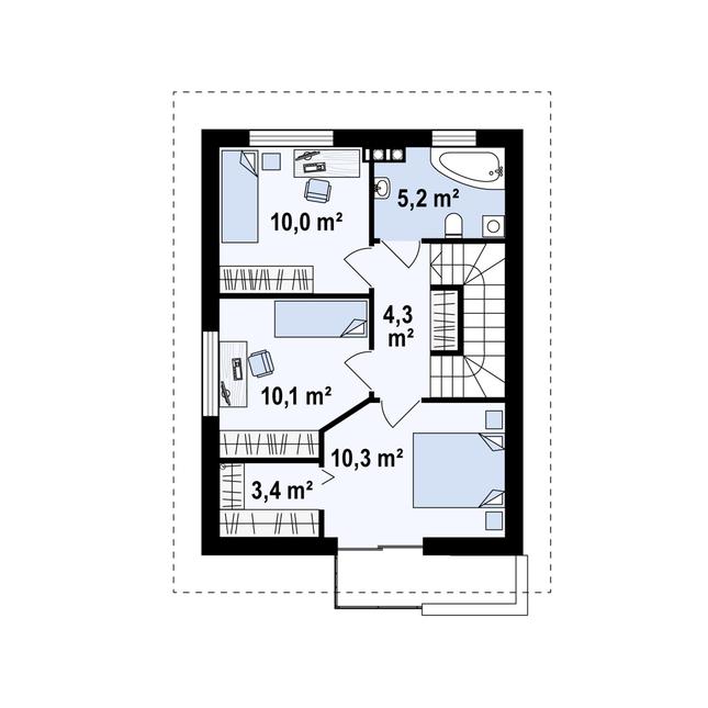 Rzut piętra POW. 43,3 m²