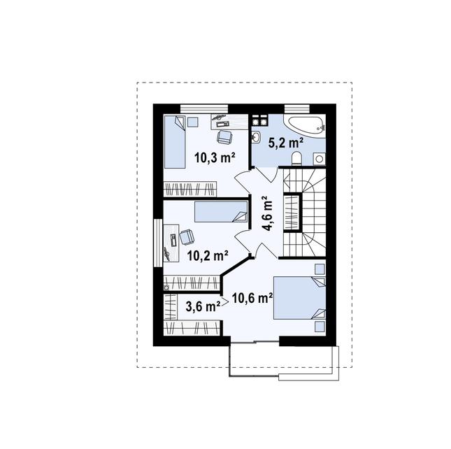 Rzut piętra POW. 48,9 m²