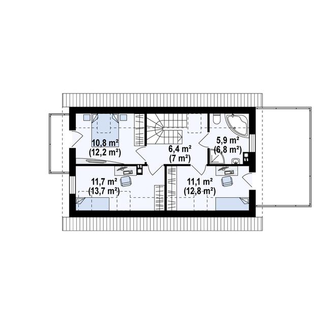 Rzut poddasza POW. 55,9 m²