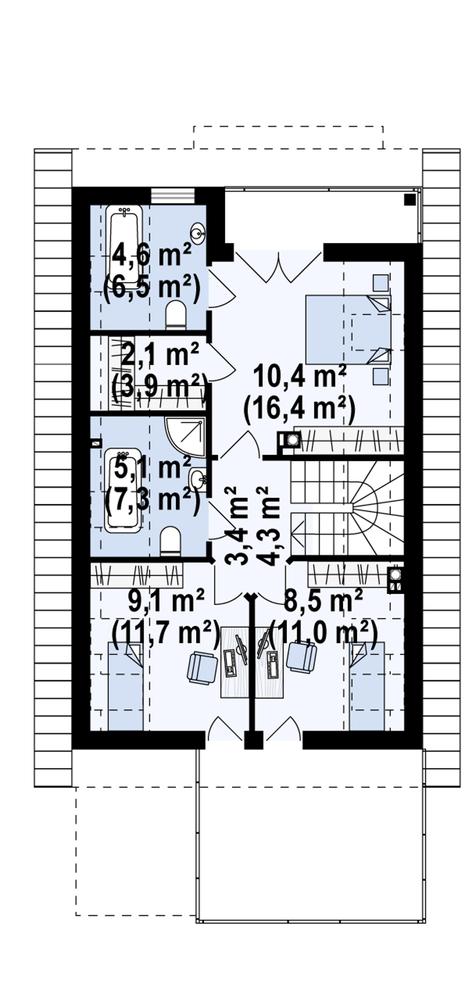 Rzut poddasza POW. 60,1 m²