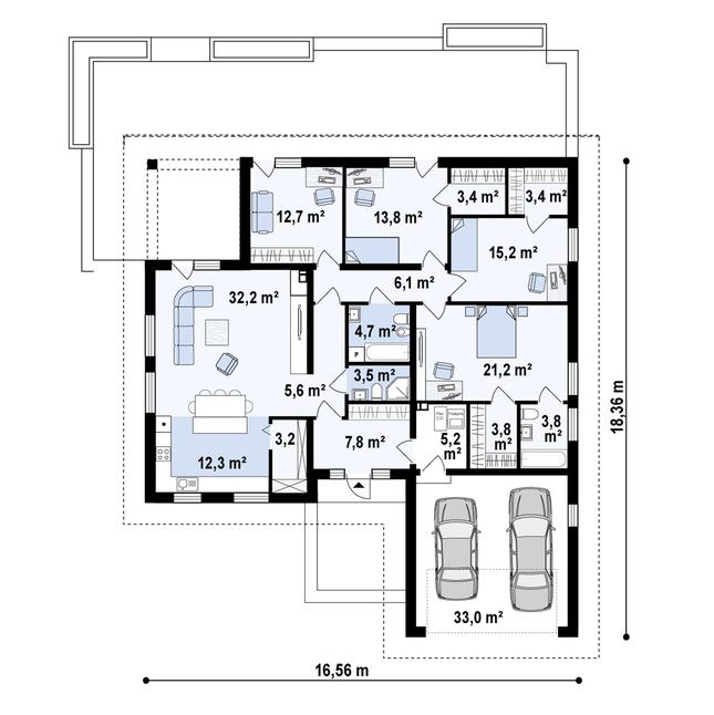 Rzut parteru POW. 190,8 m²