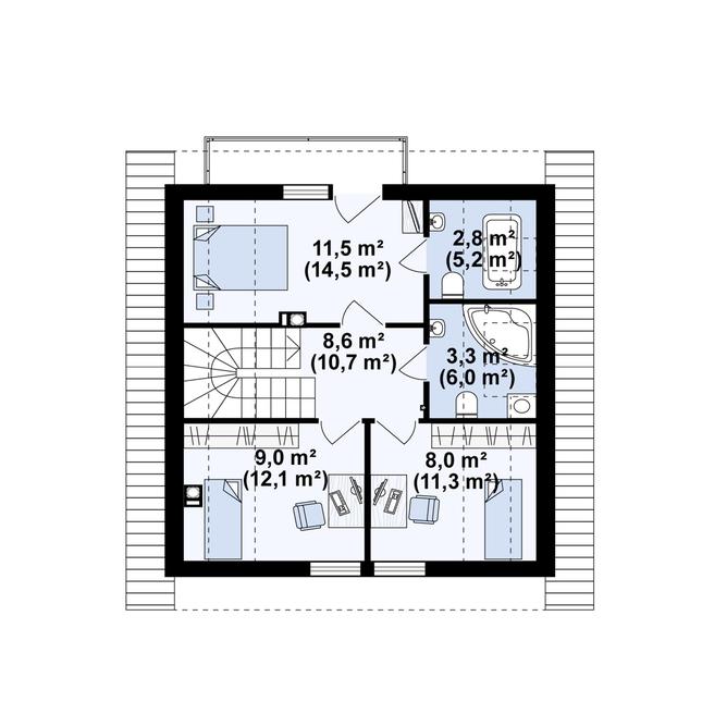 Rzut poddasza POW. 59,8 m²