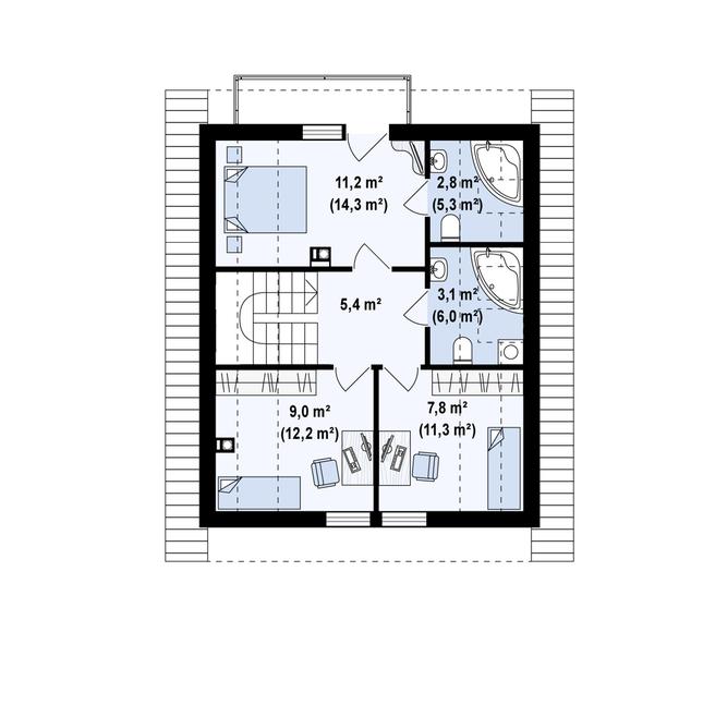 Rzut poddasza POW. 59,8 m²