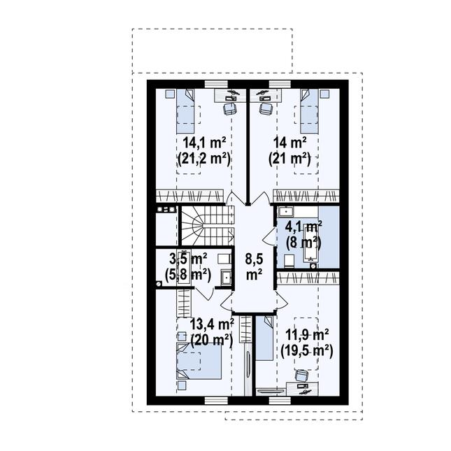 Rzut poddasza POW. 108,1 m²