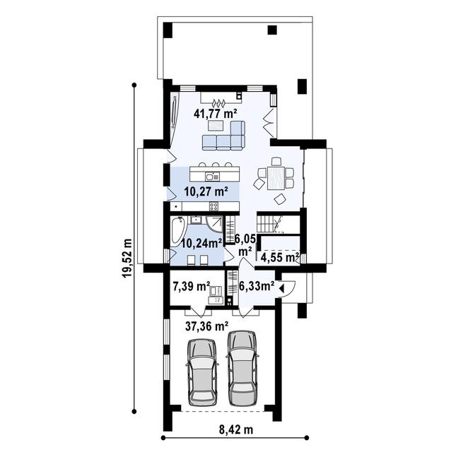 Rzut parteru POW. 124,0 m²