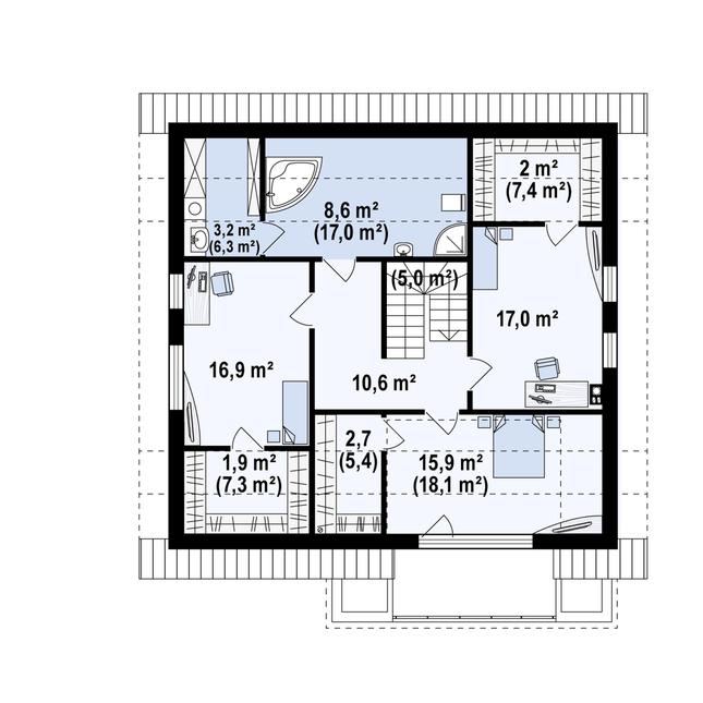 Rzut poddasza POW. 110,8 m²