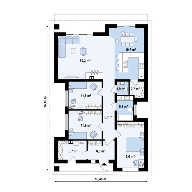 Rzut parteru POW. 120,5 m²