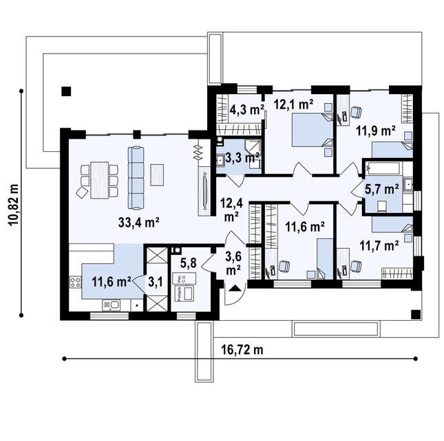 Rzut parteru POW. 130,6 m²