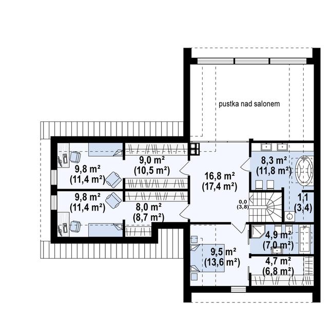 Rzut poddasza POW. 105,4 m²