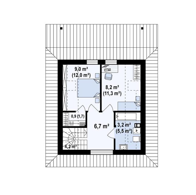 Rzut poddasza POW. 41,4 m²