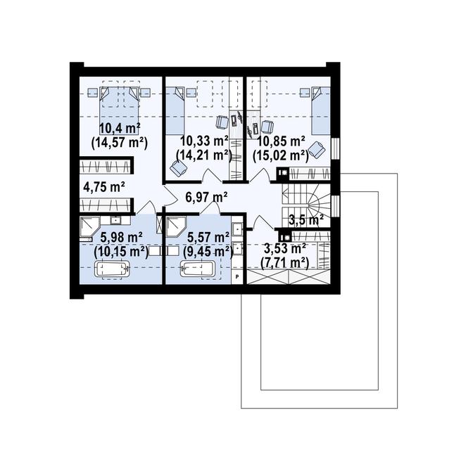 Rzut poddasza POW. 84,7 m²