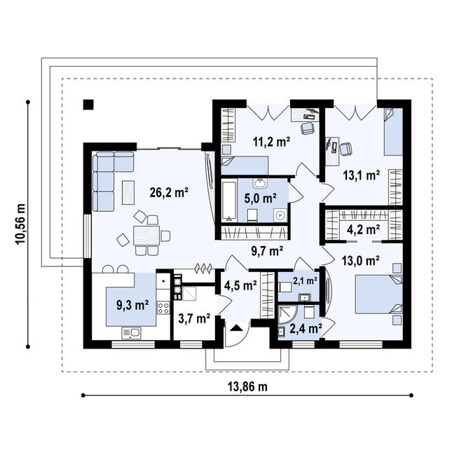 Rzut parteru POW. 104,3 m²