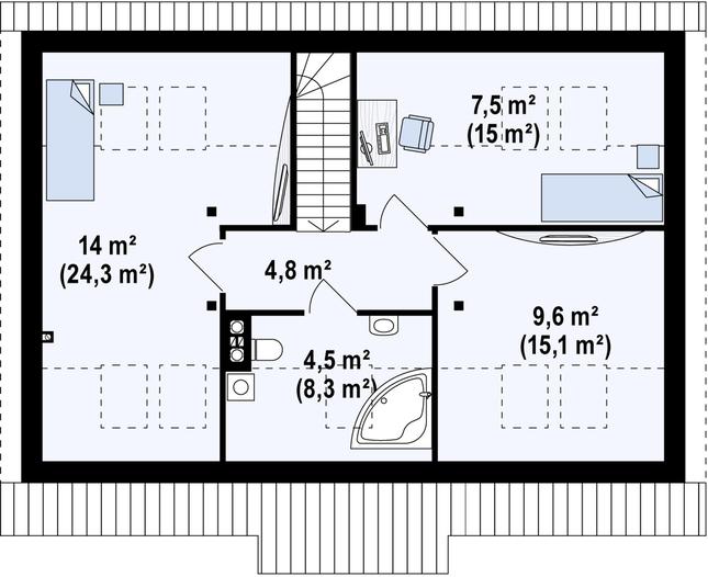 Rzut poddasza POW. 66,6 m²