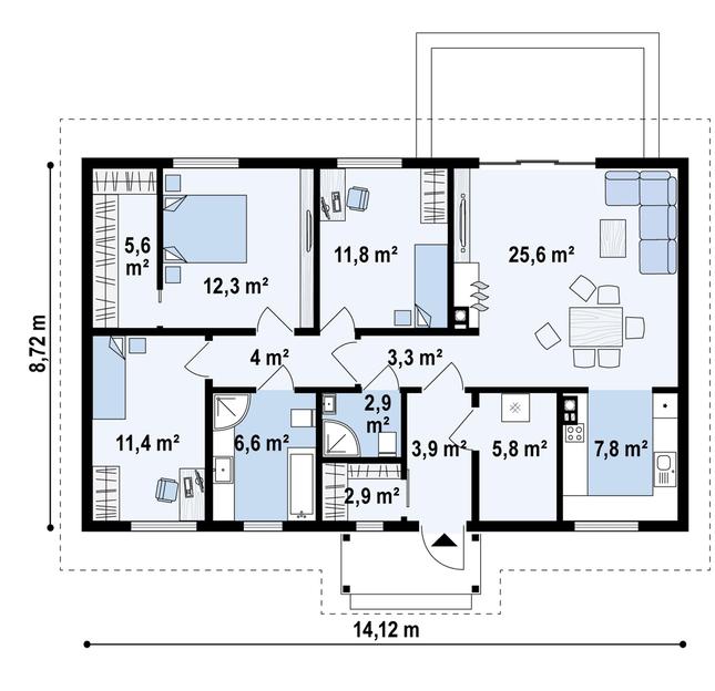 Rzut parteru POW. 103,3 m²