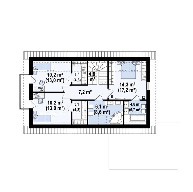 Rzut poddasza POW. 80,5 m²