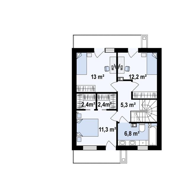 Rzut piętra POW. 57,9 m²