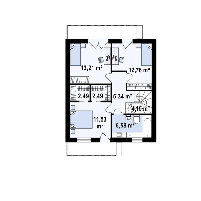 Rzut piętra POW. 58,6 m²
