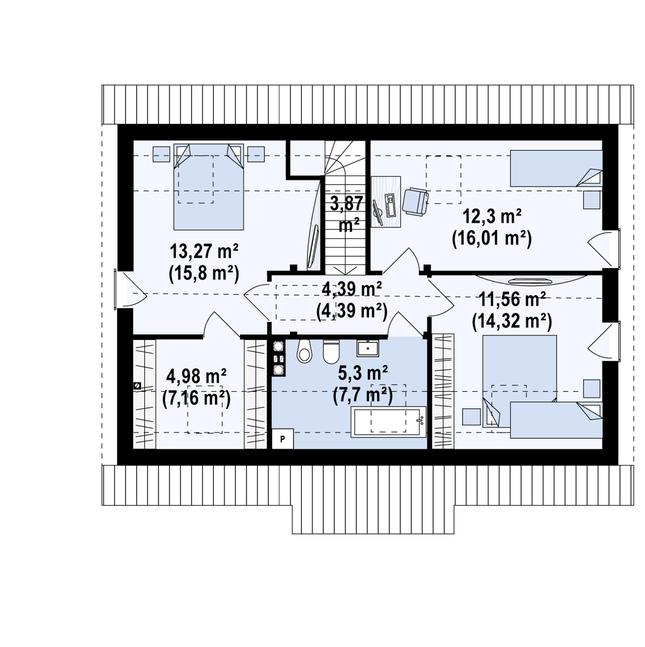 Rzut poddasza POW. 69,3 m²