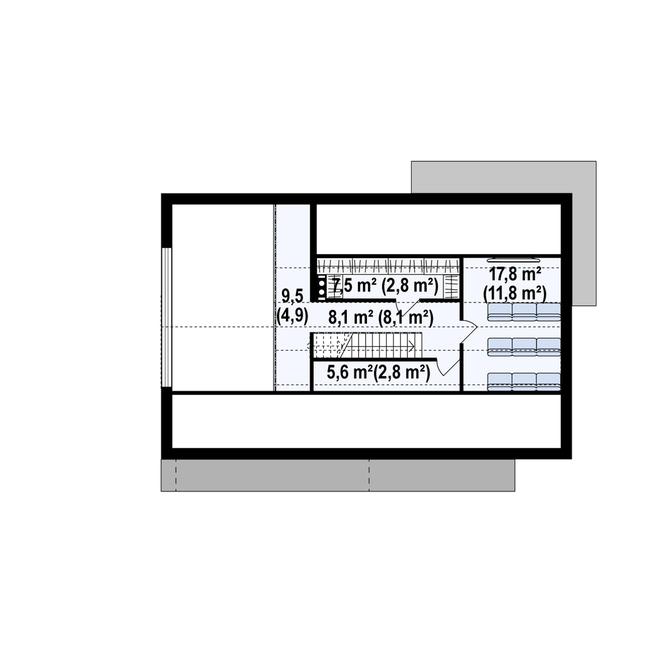 Rzut poddasza POW. 49,0 m²