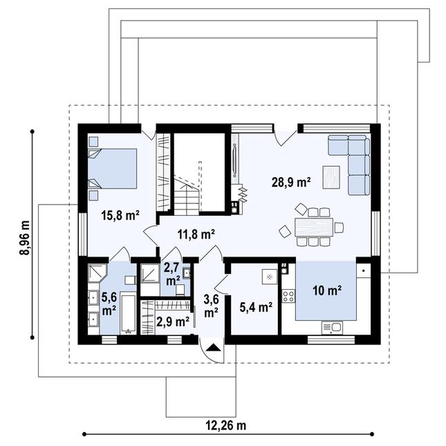 Rzut parteru POW. 86,7 m²