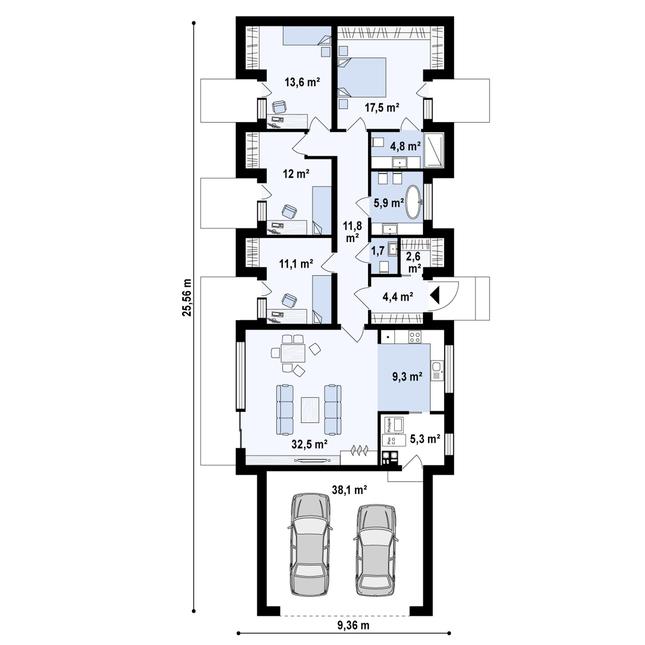 Rzut parteru POW. 170,7 m²