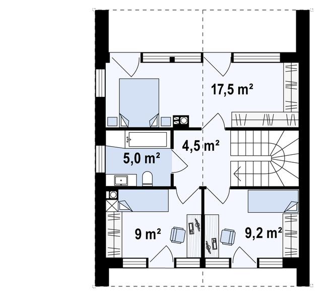 Rzut piętra POW. 45,3 m²