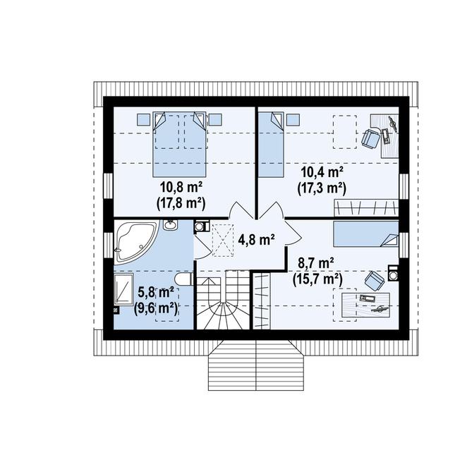 Rzut poddasza POW. 65,2 m²