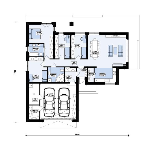Rzut parteru POW. 178,0 m²