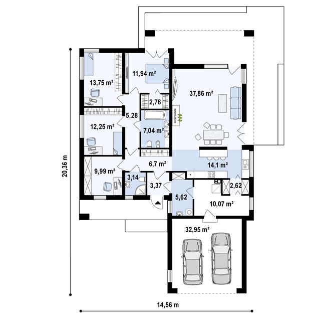 Rzut parteru POW. 179,4 m²