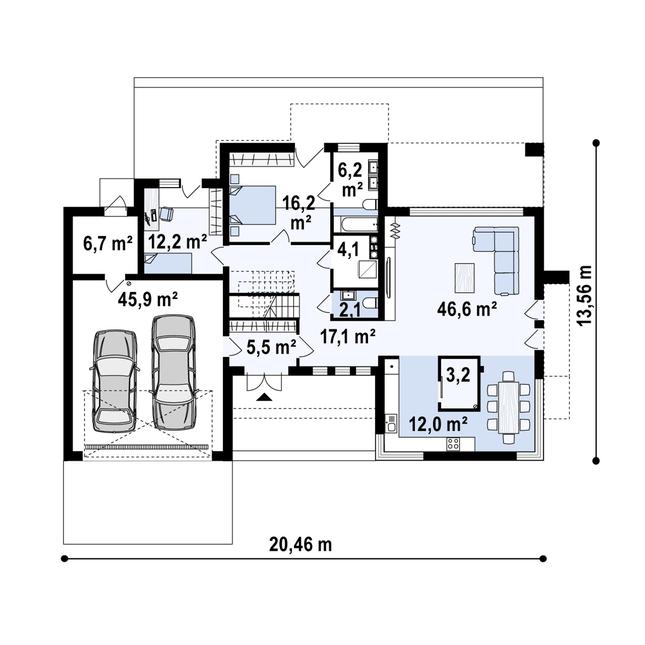 Rzut parteru POW. 177,8 m²