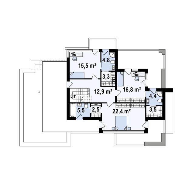 Rzut piętra POW. 96,7 m²