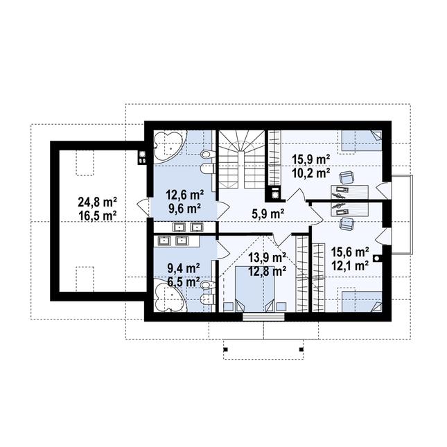 Rzut poddasza POW. 98,0 m²