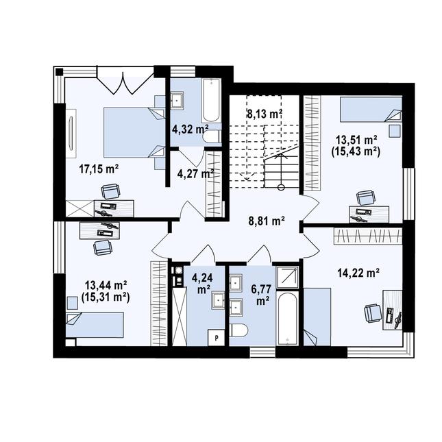 Rzut piętra POW. 98,7 m²