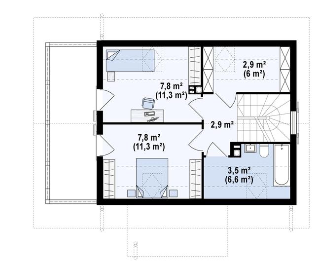 Rzut poddasza POW. 37,4 m²