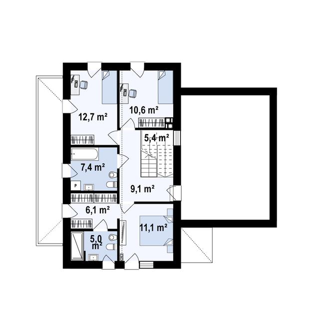 Rzut piętra POW. 67,1 m²