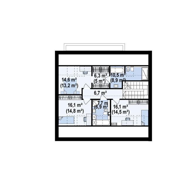 Rzut poddasza POW. 77,6 m²