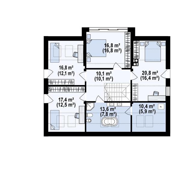 Rzut poddasza POW. 105,8 m²