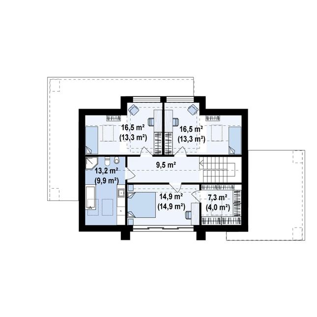 Rzut poddasza POW. 81,1 m²