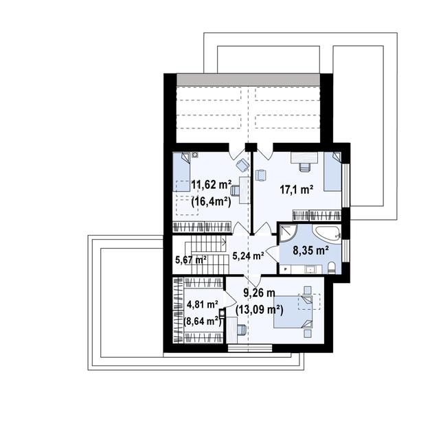 Rzut poddasza POW. 74,5 m²
