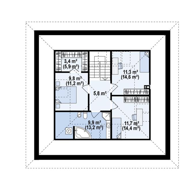 Rzut poddasza POW. 70,7 m²