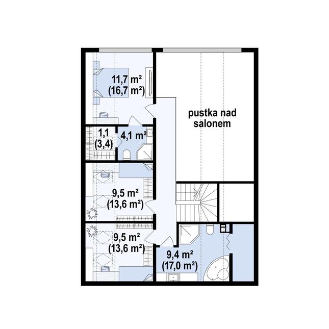 Rzut poddasza POW. 80,9 m²