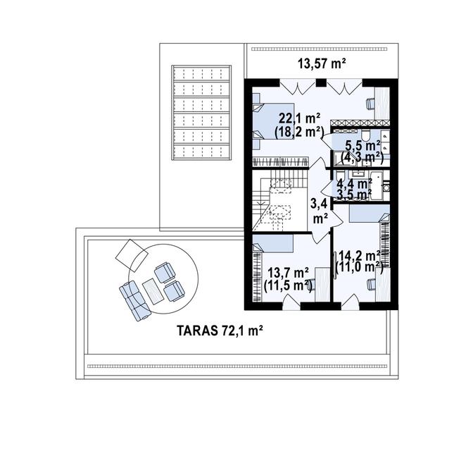 Rzut poddasza POW. 68,4 m²