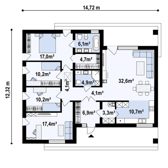 Rzut parteru POW. 131,0 m²