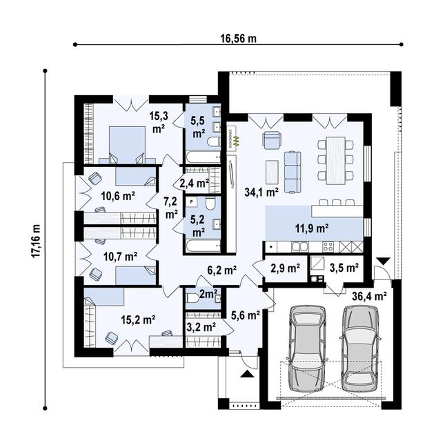 Rzut parteru POW. 177,7 m²