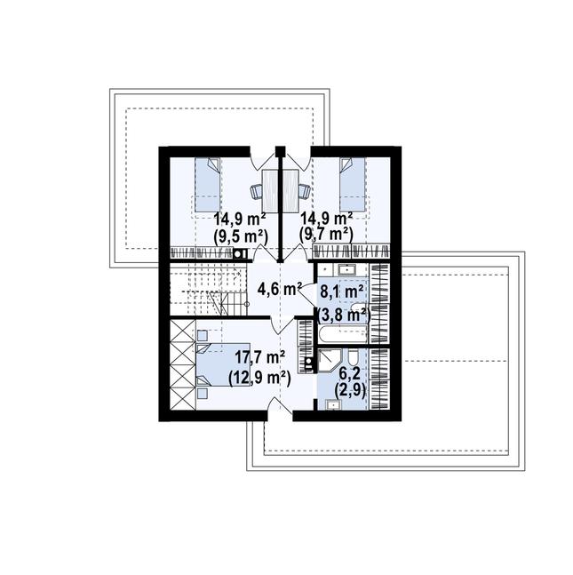 Rzut poddasza POW. 66,4 m²